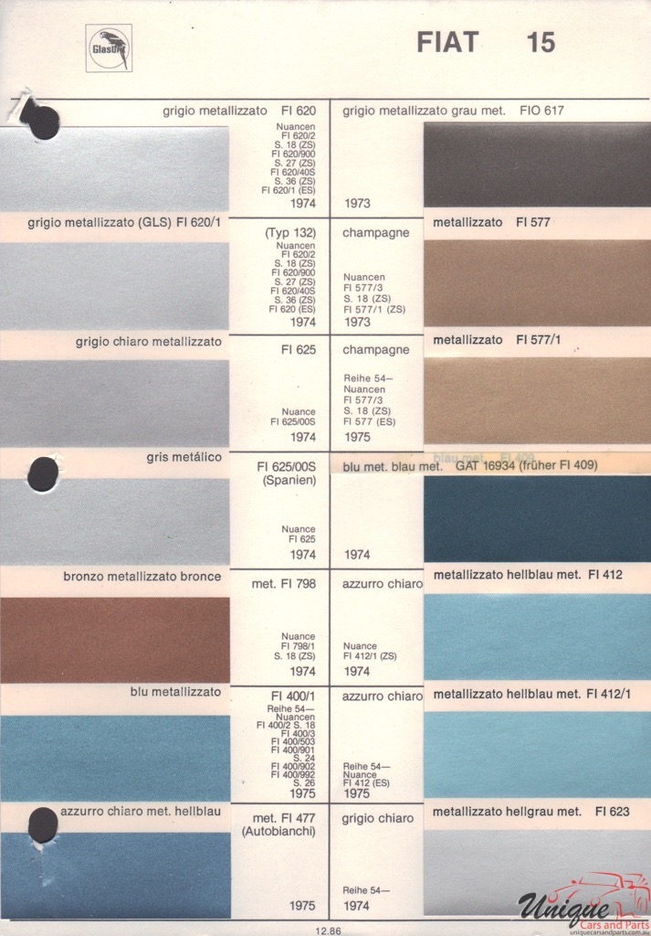 1975 Fiat Paint Charts Glasurit 3